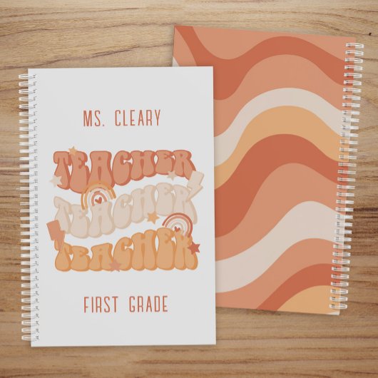 Groovy Retro Sinaasappel Gepersonaliseerde Leraar Planner