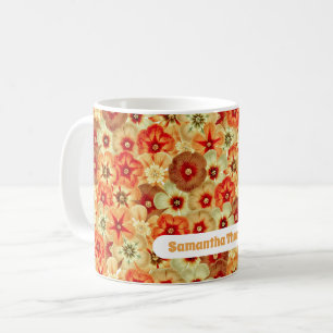 Groovy Retro Sinaasappel Hippie Flowers Aangepaste Koffiemok