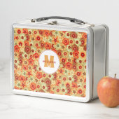 Groovy Retro Sinaasappel Hippie Flowers Monogram (In situ)