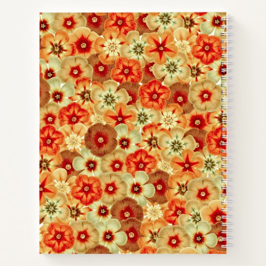 Groovy Retro Sinaasappel Hippie Flowers Monogram Notitieboek (Achterkant)