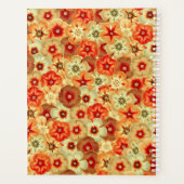 Groovy Retro Sinaasappel Hippie Flowers Monogram Planner (Achterkant)