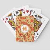Groovy Retro Sinaasappel Hippie Flowers Monogram Pokerkaarten (Achterkant)