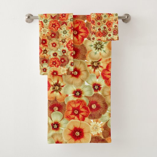 Groovy Retro Sinaasappel Hippie Flowers Patroon Bad Handdoek (Insitu)