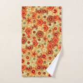 Groovy Retro Sinaasappel Hippie Flowers Patroon Bad Handdoek (Handdoek)