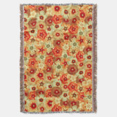 Groovy Retro Sinaasappel Hippie Flowers Patroon Deken (Voorkant Verticaal)