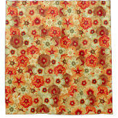 Groovy Retro Sinaasappel Hippie Flowers Patroon Douchegordijn (Voorkant)