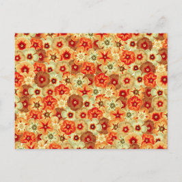 Groovy Retro Sinaasappel Hippie Flowers Patroon Feestdagenkaart