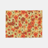 Groovy Retro Sinaasappel Hippie Flowers Patroon Fleece Deken (Voorkant (Horizontaal))