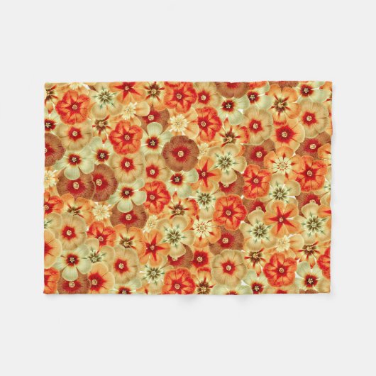 Groovy Retro Sinaasappel Hippie Flowers Patroon Fleece Deken (Voorkant (Horizontaal))