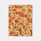 Groovy Retro Sinaasappel Hippie Flowers Patroon Fleece Deken (Voorkant)