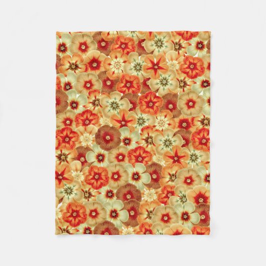 Groovy Retro Sinaasappel Hippie Flowers Patroon Fleece Deken (Voorkant)