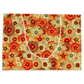 Groovy Retro Sinaasappel Hippie Flowers Patroon Groot Cadeauzakje (Achterkant)