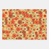 Groovy Retro Sinaasappel Hippie Flowers Patroon Inpakpapier Vel (Voorkant 3)