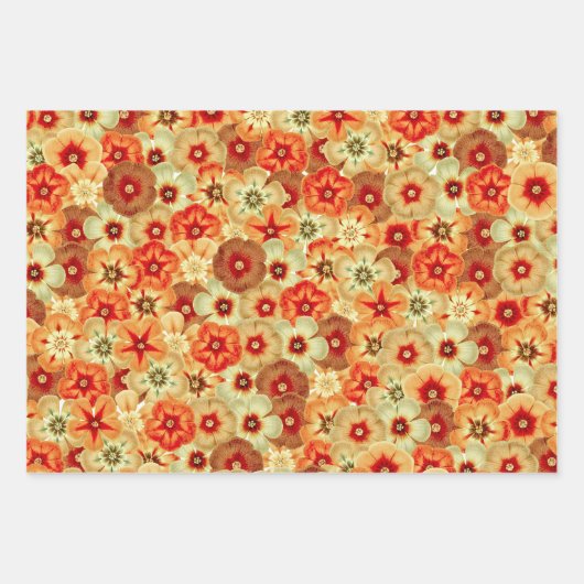 Groovy Retro Sinaasappel Hippie Flowers Patroon Inpakpapier Vel (Voorkant 3)