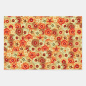 Groovy Retro Sinaasappel Hippie Flowers Patroon Inpakpapier Vel (Voorkant 2)