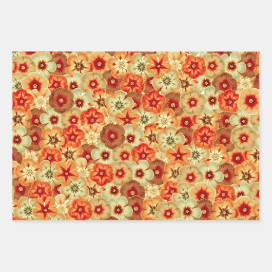 Groovy Retro Sinaasappel Hippie Flowers Patroon Inpakpapier Vel (Voorkant 2)