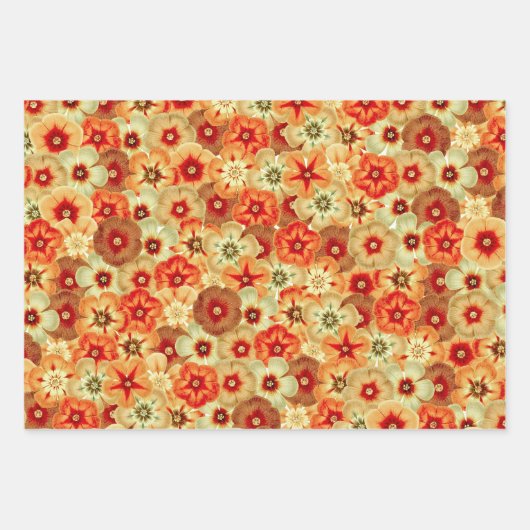 Groovy Retro Sinaasappel Hippie Flowers Patroon Inpakpapier Vel (Voorkant)