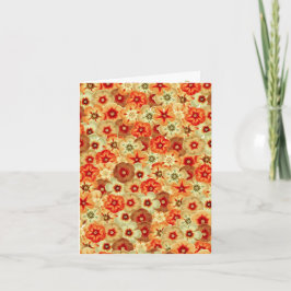 Groovy Retro Sinaasappel Hippie Flowers Patroon Kaart