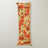Groovy Retro Sinaasappel Hippie Flowers Patroon Lichaamskussen (Voorkant Verticaal)
