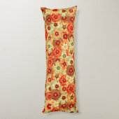 Groovy Retro Sinaasappel Hippie Flowers Patroon Lichaamskussen (Achterkant (Verticaal))