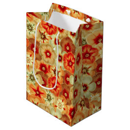 Groovy Retro Sinaasappel Hippie Flowers Patroon Medium Cadeauzakje