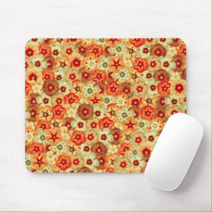 Groovy Retro Sinaasappel Hippie Flowers Patroon Muismat