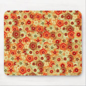 Groovy Retro Sinaasappel Hippie Flowers Patroon Muismat (Voorkant)