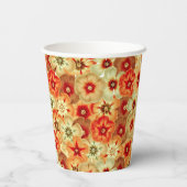 Groovy Retro Sinaasappel Hippie Flowers Patroon Papieren Bekers (Achterkant)