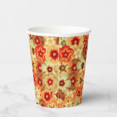 Groovy Retro Sinaasappel Hippie Flowers Patroon Papieren Bekers (Rechts)
