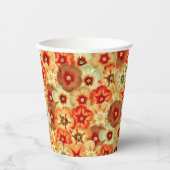 Groovy Retro Sinaasappel Hippie Flowers Patroon Papieren Bekers (Voorkant)
