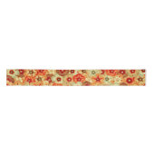 Groovy Retro Sinaasappel Hippie Flowers Patroon Satijnen Lint (Voorkant)