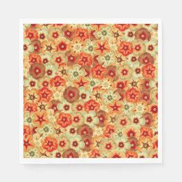 Groovy Retro Sinaasappel Hippie Flowers Patroon Servet