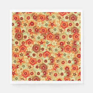 Groovy Retro Sinaasappel Hippie Flowers Patroon Servet