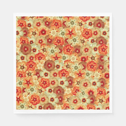 Groovy Retro Sinaasappel Hippie Flowers Patroon Servet (Voorkant)