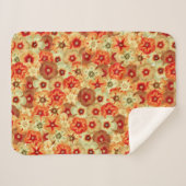 Groovy Retro Sinaasappel Hippie Flowers Patroon Sherpa Deken (Voorkant (horizontaal))