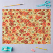 Groovy Retro Sinaasappel Hippie Flowers Patroon Tissuepapier (Craft)