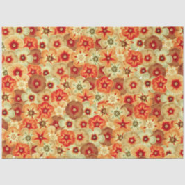 Groovy Retro Sinaasappel Hippie Flowers Patroon Tissuepapier