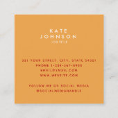 Groovy Retro Sinaasappel Hippie Flowers QR-code Vierkante Visitekaartje (Achterkant)