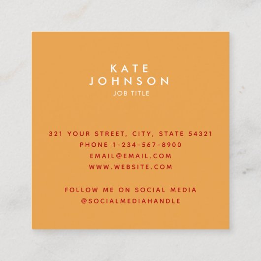 Groovy Retro Sinaasappel Hippie Flowers QR-code Vierkante Visitekaartje (Achterkant)