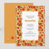 Groovy Retro Sinaasappel Hippie Flowers Vrijgezell Kaart (Voorkant / Achterkant)