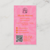 Groovy retro sinaasappel logo qr code Make-up Visitekaartje (Achterkant)