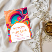 Groovy Retro Sinaasappel roze abstract bewaar de d Kaart