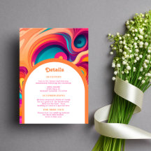 Groovy Retro Sinaasappel roze abstract funky detai