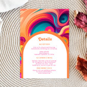 Groovy Retro Sinaasappel roze abstract funky detai Informatiekaartje