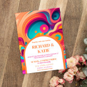 Groovy Retro Sinaasappel roze abstracte funky brui Kaart