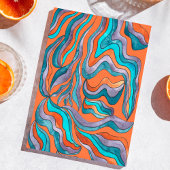 Groovy Retro Sinaasappel Wavy bruiloft repetitie d Kaart