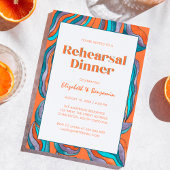 Groovy Retro Sinaasappel Wavy bruiloft repetitie d Kaart