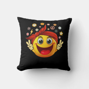 Groovy Retro Smile Emoticon Say Hi Happy Face Peac Kussen
