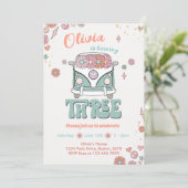 Groovy Retro Smile Flowers 3e Verjaardag uitnodigi Kaart (Staand voorkant)