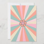 Groovy Retro Smile Flowers 3e Verjaardag uitnodigi Kaart (Achterkant)